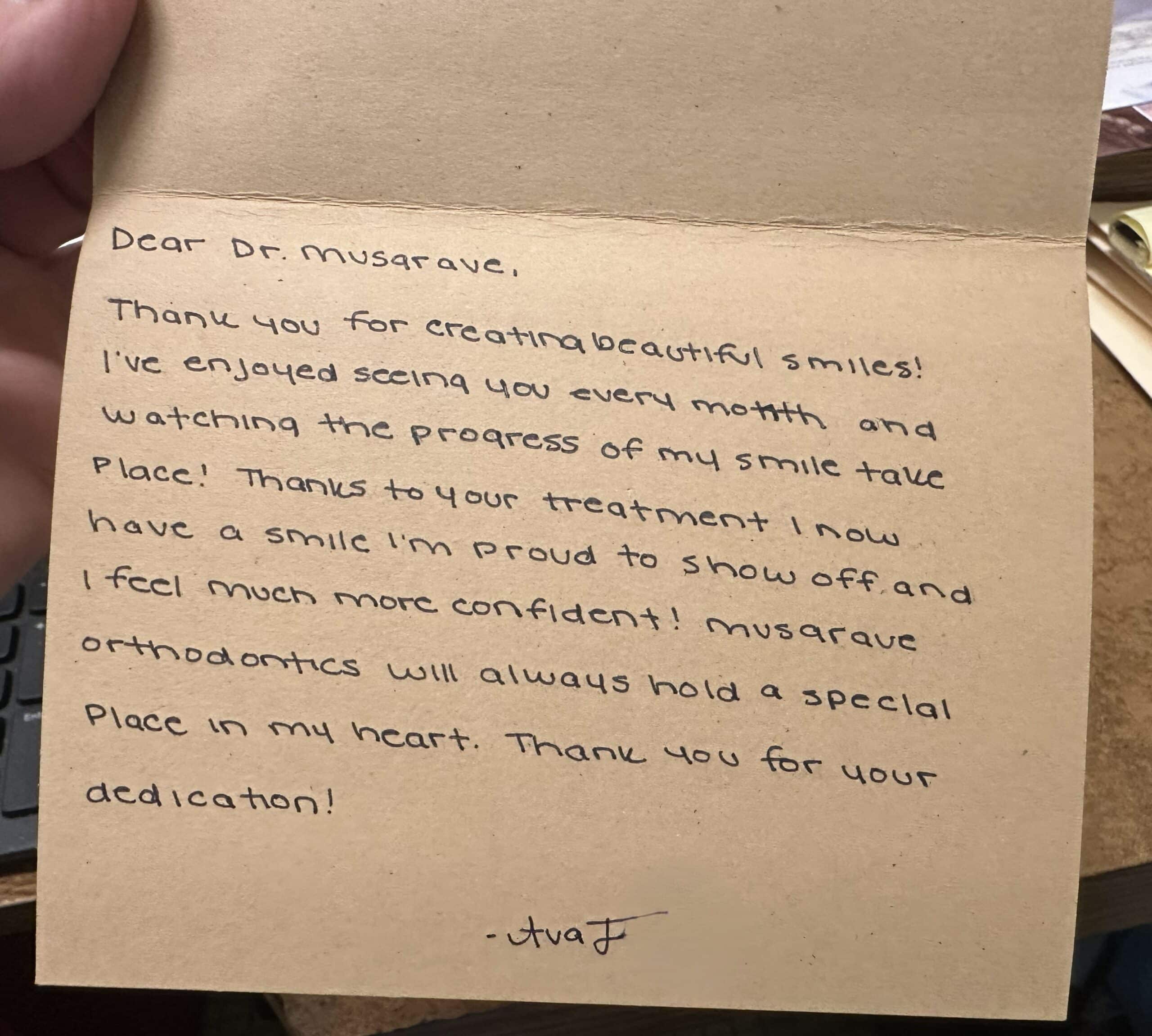 Testimonial Musgrave Orthodontics in Delaware and Waldo, OH
